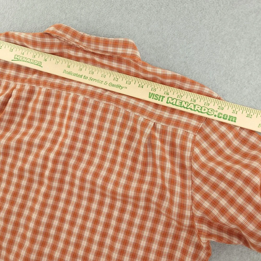 The North Face Shirt Mens XL Orange Plaid Short Sleeve Button Up Outdoor Hiking